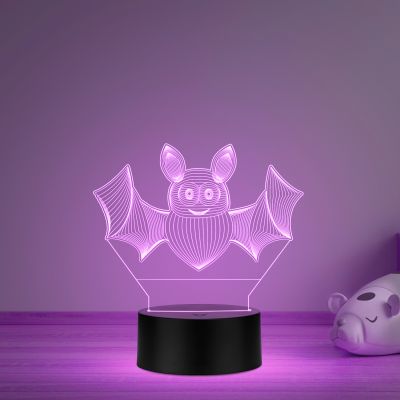 3D Illusion Bat Animal Led Night Lamp Multicolored Room Decor